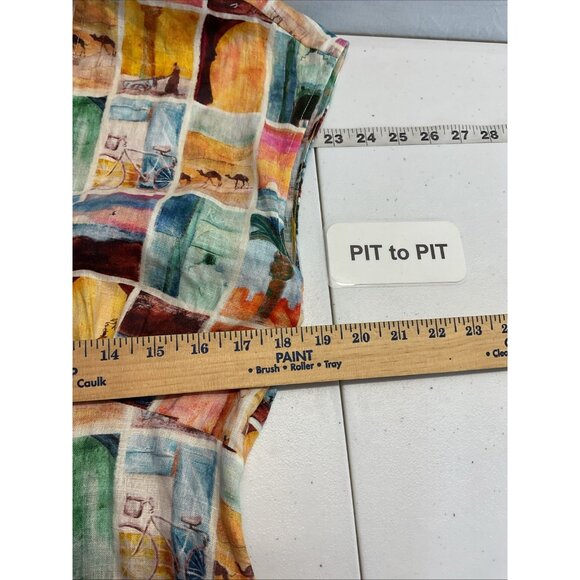 ROAME Raphia V Neck Midi Linen Dress Casablanca Print size 1 US SM - Picture 8 of 12